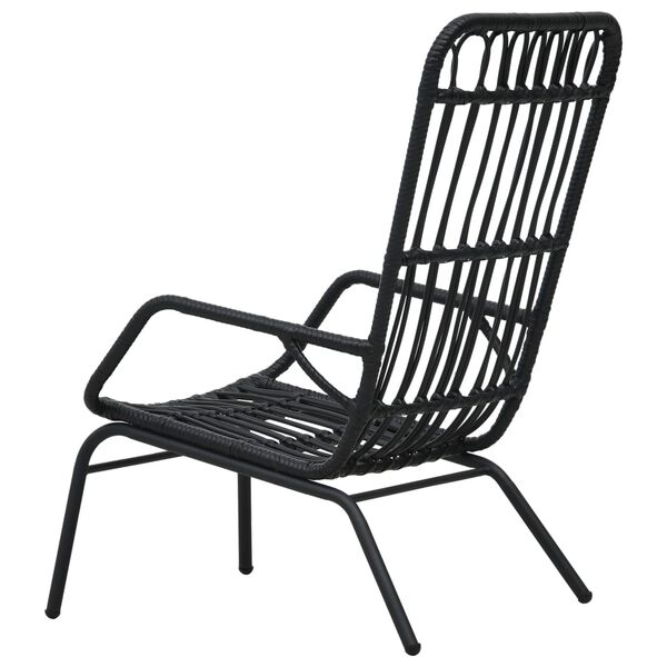 vidaXL Garden Chair Black Poly Rattan, Powder-Coated Steel Medium