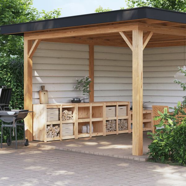 vidaXL Outdoor Kitchen Cabinet Set of 3 Pine Solid Pine Wood Large