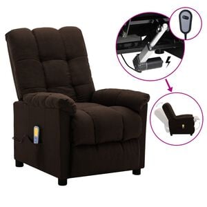 vidaXL Electric Massage Chair Dark Brown 100% Polyester Fabric