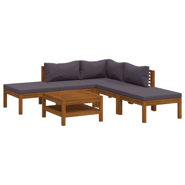 vidaXL Wooden Lounge Set Dark grey cushions
