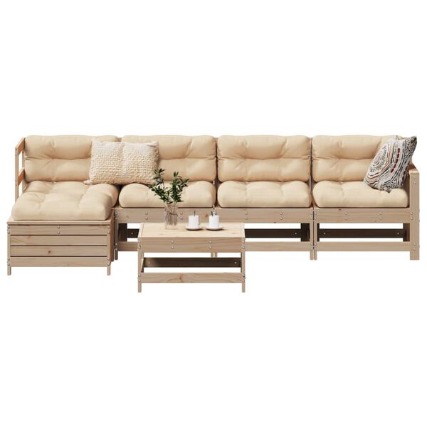 vidaXL Garden Sofa Set Natural Pine Solid pine wood, Plywood Medium