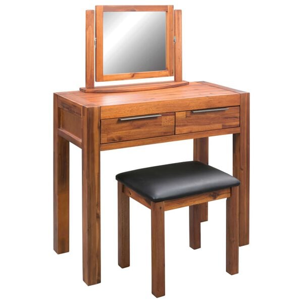 vidaXL Dressing Table Brown Solid Acacia wood Medium Dressing Table