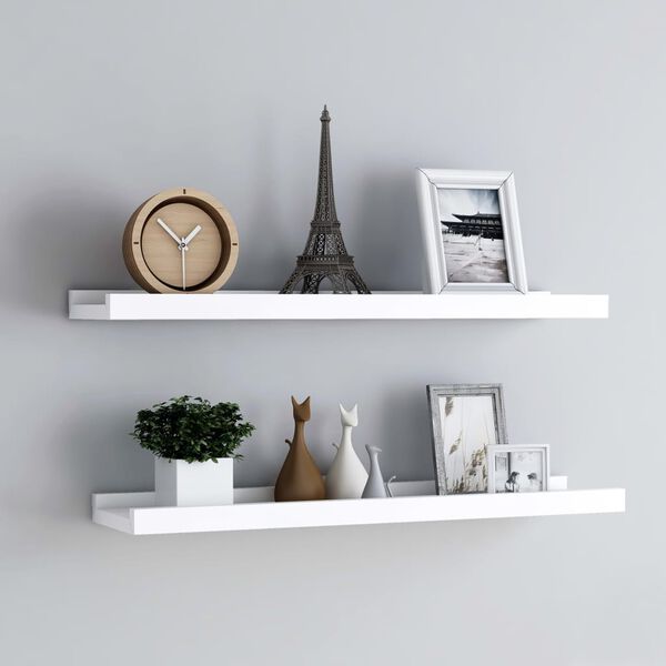 vidaXL Frame Ledge Shelf Set of 2 White MDF 31.5 in long Wall mounting