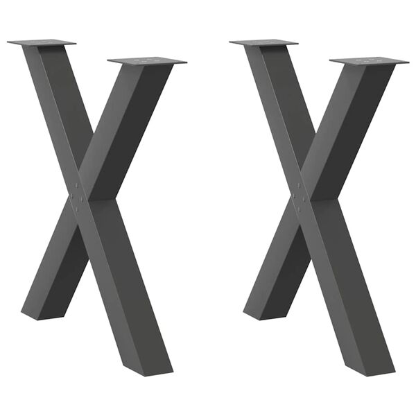 vidaXL Dining Table Leg Set of 2 Anthracite Powder-coated Steel