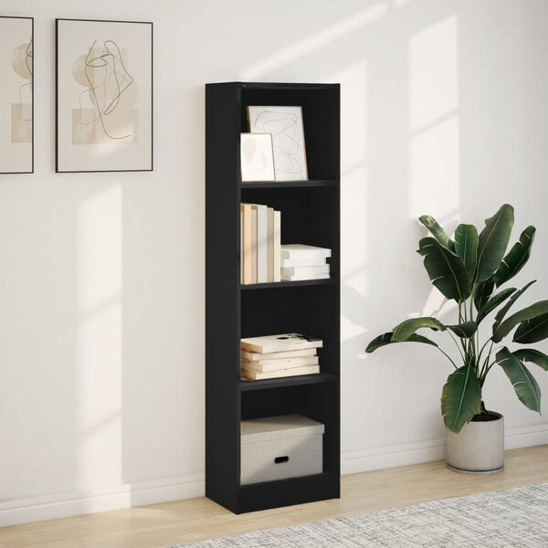 vidaXL Bookcase Black Engineered wood Tall Bookcase Rectangular