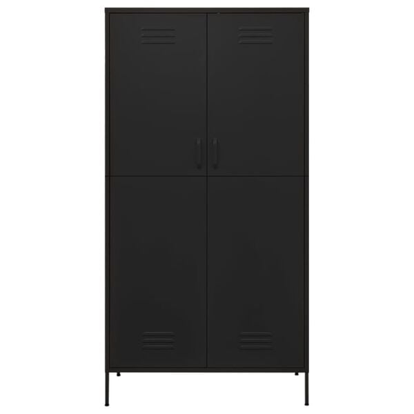 vidaXL Wardrobe Black Steel Large Wardrobe Rectangular Modern