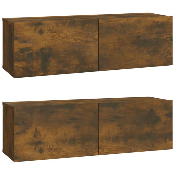 vidaXL Wall TV Cabinet Set of 2 Smoked Oak Engineered wood