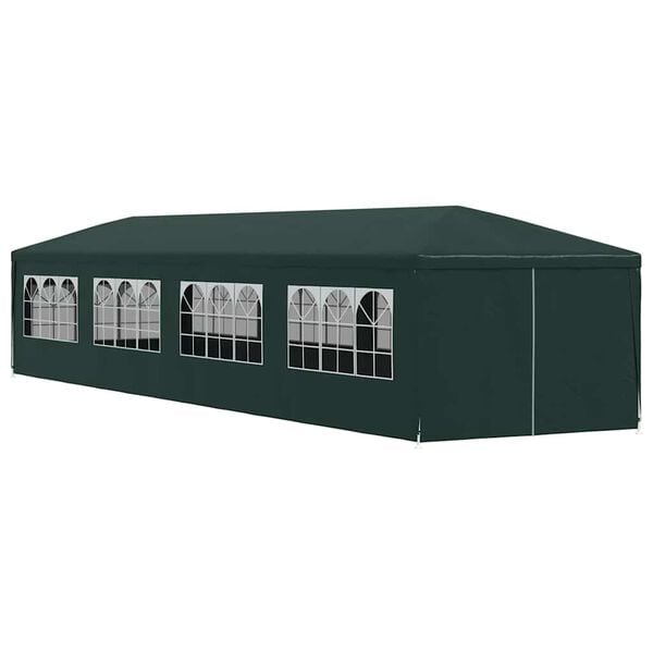 vidaXL Party Tent Green PE roof and side panels, steel frame 10 x 40 ft