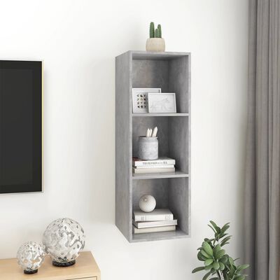 vidaXL Wall-mounted TV Cabinet Concrete Gray 14.6"x14.6"x42.1" Engineered Wood
