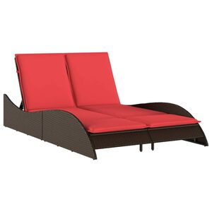 vidaXL Sun Lounger with Cushions Brown 44.9x80.7x28.7" Poly Rattan