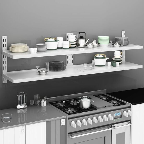 vidaXL Floating Wall Shelf Set of 2 Silver Stainless Steel Large