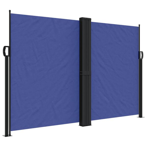 vidaXL Retractable Side Awning Blue 100% polyester with a PU coating Large