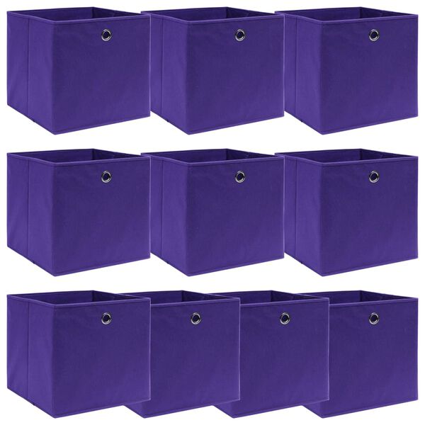 vidaXL Storage Box Set of 10 Purple Non-woven fabric (100% polyester)