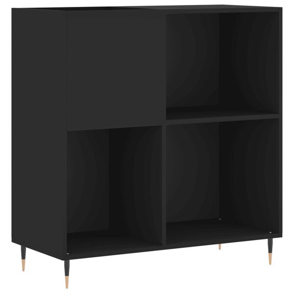 vidaXL Record Cabinet Black Engineered Wood 33.3 x 15.0 x 35.0 in Modern