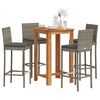 vidaXL Garden Bar Set Grey Solid Acacia Wood Medium Removable Covers