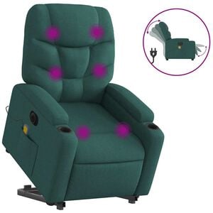 vidaXL Electric Stand Up Massage Recliner Chair Dark Green