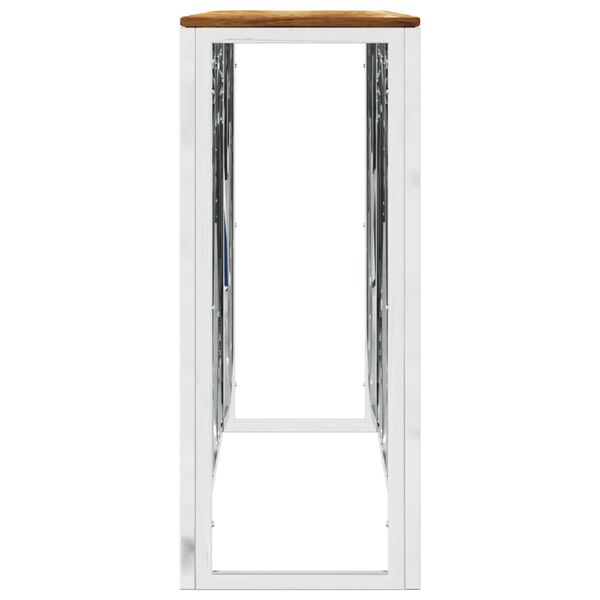 vidaXL Console Table Silver Stainless Steel and Solid Wood Acacia