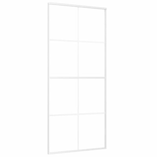 vidaXL Sliding Door Frosted ESG Glass and Aluminum 35.4"x80.7" White