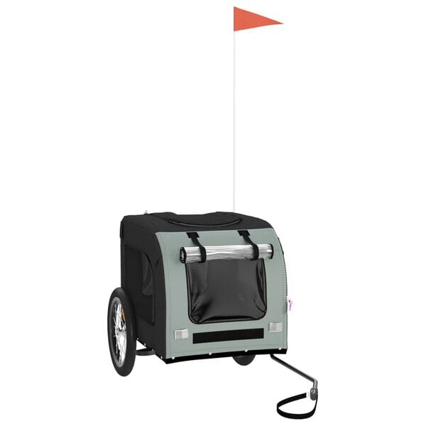 vidaXL Pet Bike Trailer Black and Grey Oxford fabric, iron, PVC Small