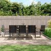 vidaXL 9 Piece Patio Dining Set Black Textilene and Steel