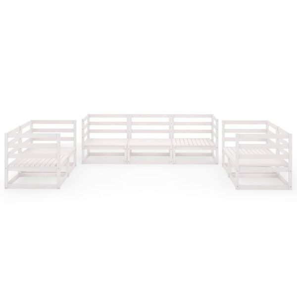 vidaXL Garden Lounge Set White Solid pine wood Regular Modular