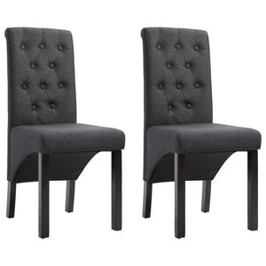 vidaXL Dining Chair Set of 2 Dark Gray Fabric and Rubberwood Standard
