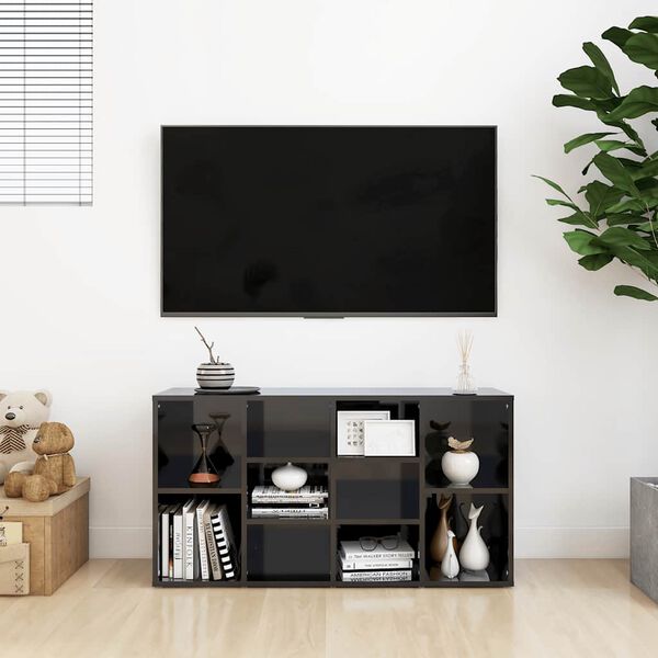 vidaXL Shoe Bench High gloss black Engineered wood Medium Shoe Bench