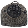 vidaXL Cat Carrier Grey and black Natural willow, iron 19.7x16.5x15.7 in