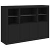 vidaXL Sideboard Set of 3 Black Engineered wood, glass Standard