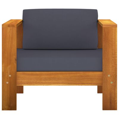 vidaXL 10 Piece Patio Lounge Set with Dark Gray Cushions Acacia Wood