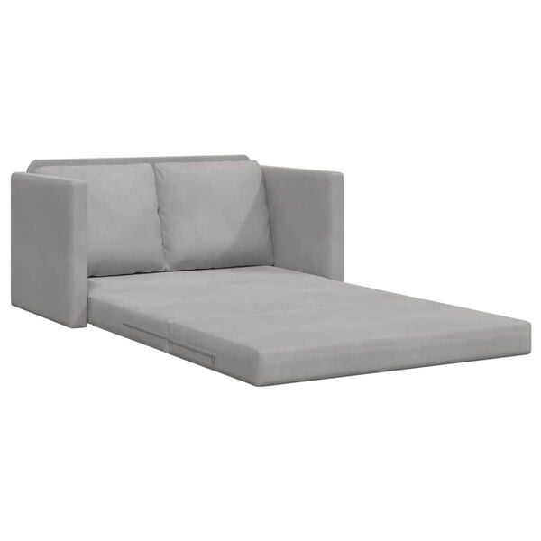 vidaXL Floor Sofa Bed 2-in-1 Light Grey 122x204 x 21.7 " Velvet