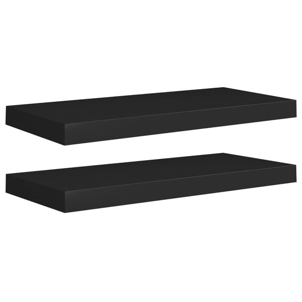 vidaXL Wall Shelf Set of 2 Black Honeycomb MDF, metal Medium