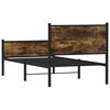vidaXL Bed Frame Smoked Oak Steel Single Bed Frame Rectangular