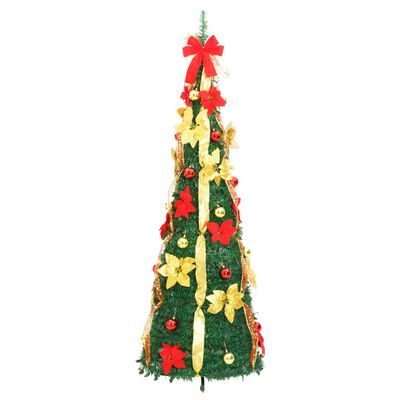 vidaXL Artificial Christmas Tree Pop-up 100 LEDs Green 59.1"