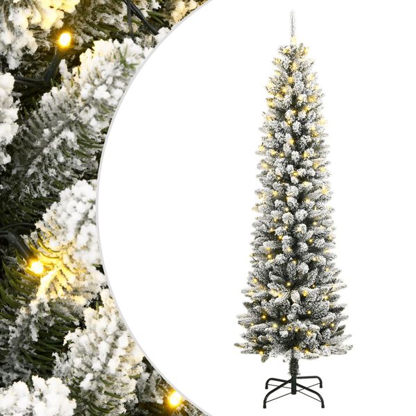vidaXL Christmas Tree Green and white PVC, PE, Steel 82.7 in tall