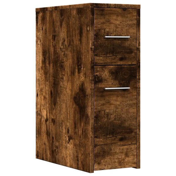 vidaXL Narrow Bathroom Cupboard Smoked Oak Engineered Wood Slim Modern