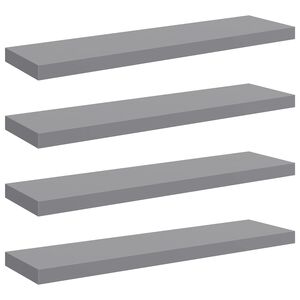 vidaXL Wall Shelf Set of 4 Grey Honeycomb MDF, metal 35.4x9.3x1.5 in