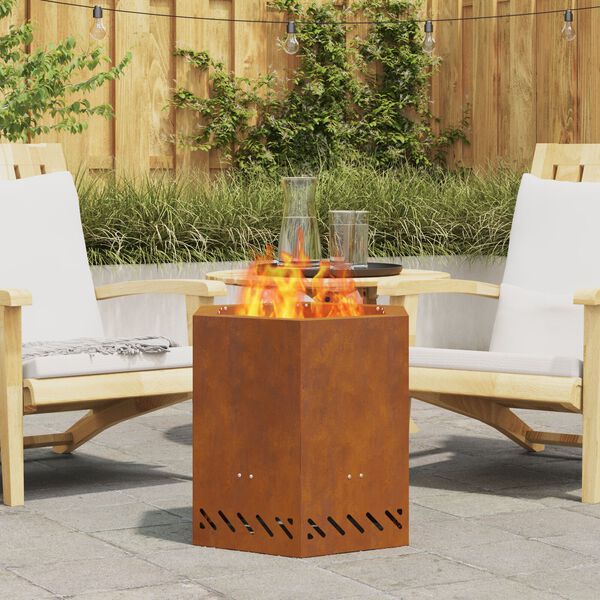 vidaXL Smokeless Fire Pit Brown 18.90 x 18.90 x 20.08 in Steel