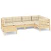 vidaXL Garden Lounge Set Cream Solid pine wood, fabric (100% polyester)