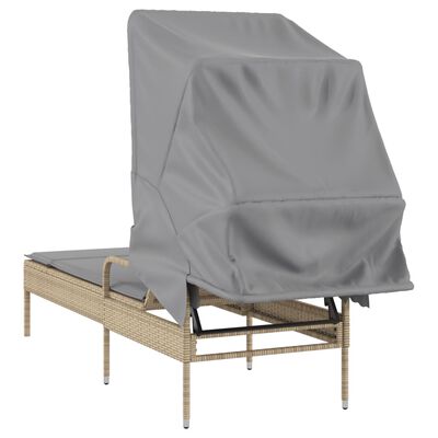Back view of the lounge chair with canopy folded down and frame visible.