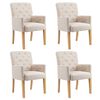 vidaXL Dining Chair Set of 4 Beige Fabric (100% polyester), rubberwood