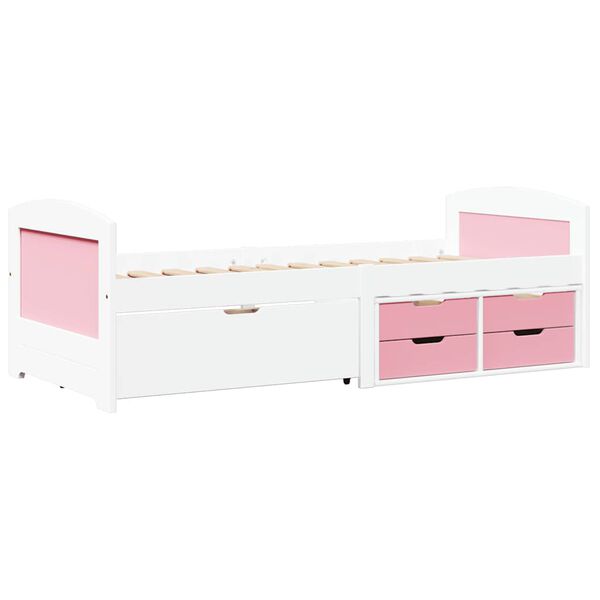 vidaXL Day Bed White and pink Solid pinewood, engineered wood