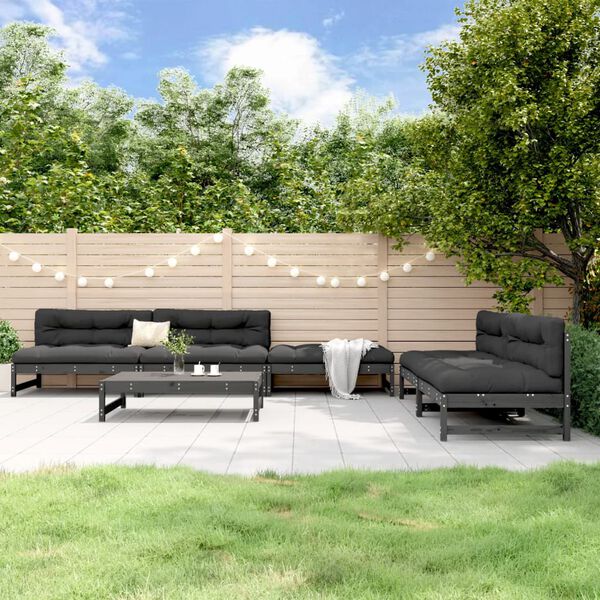 vidaXL Garden Lounge Set Grey Solid Pine Wood 6 Piece Modular