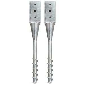 vidaXL Ground Spikes 2 pcs Silver 2.8x2.8x22.0" Galvanised Steel
