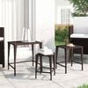vidaXL Nesting Table Set of 3 Brown PE rattan, powder-coated steel