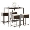 vidaXL Garden Bar Set Brown PE rattan, powder-coated steel, tempered glass