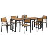 vidaXL Garden Dining Set 7 pcs Black Solid Acacia Wood