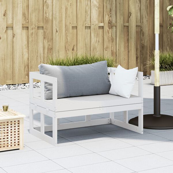 vidaXL Garden Sofa Bench White Solid Pine Wood Double Extendable