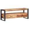 vidaXL TV Cabinet Brown, Black Solid Acacia Wood, Powder-Coated Steel