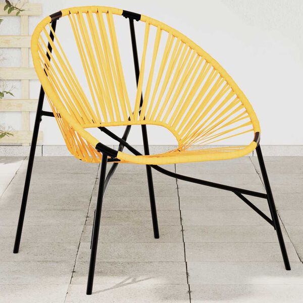 vidaXL Garden Egg Chair Black and Yellow PE Rattan and Powder-Coated Steel